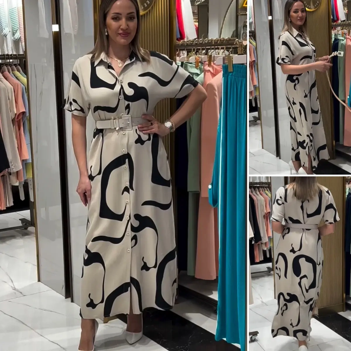 【S-5XL】Vestido estampado elegante que envolve a cintura