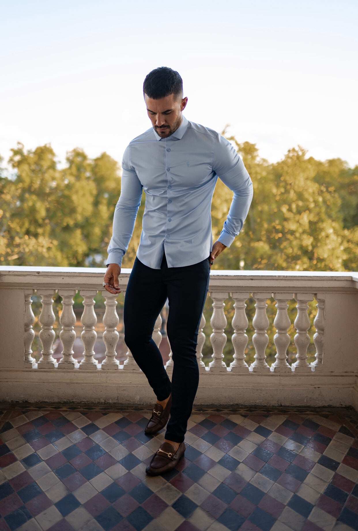 Slim Stretch Navy Sateen Trousers - FSH406