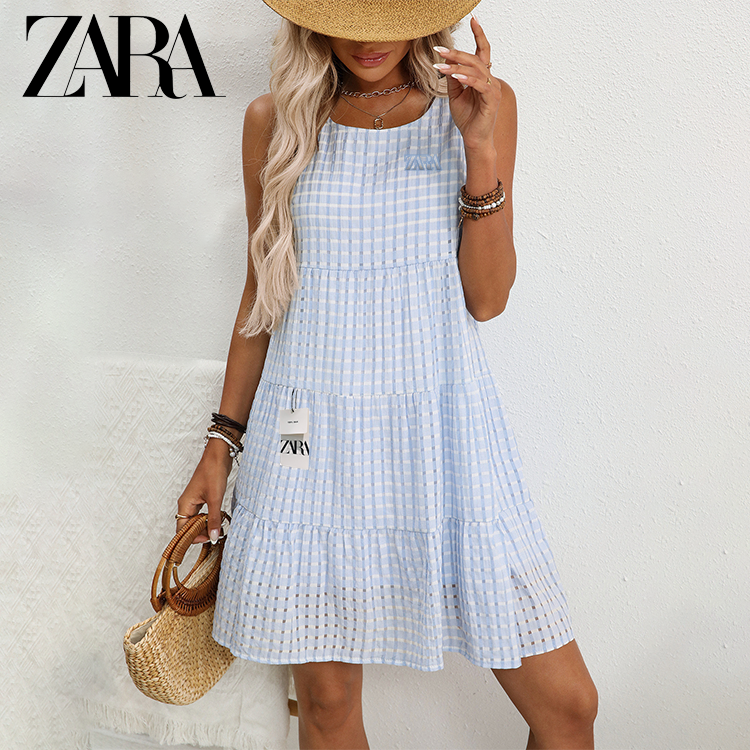 LETNÉ DÁMSKE ŠATY BEZ RUKÁVOV V ŠTÝLE ZARA