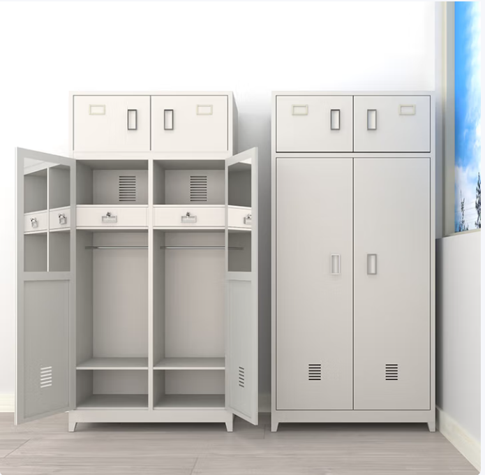 Cross Border Special Business Card Slot Built in Dress Mirror Steel Wardrobe with Smooth Guide Rails Drawers