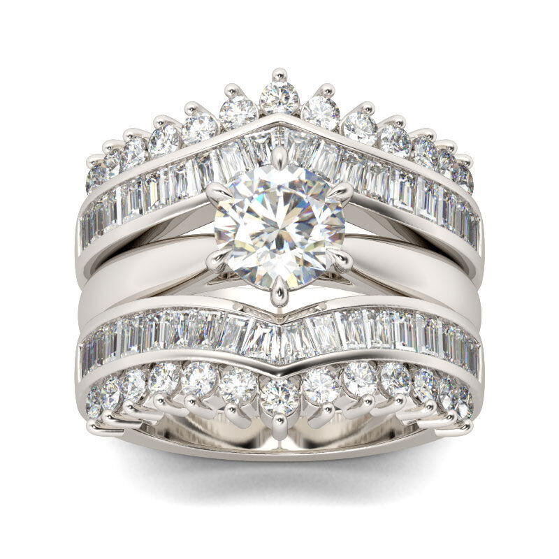 Комплект пръстени от 3 части от стерлингово сребро в стил ар деко