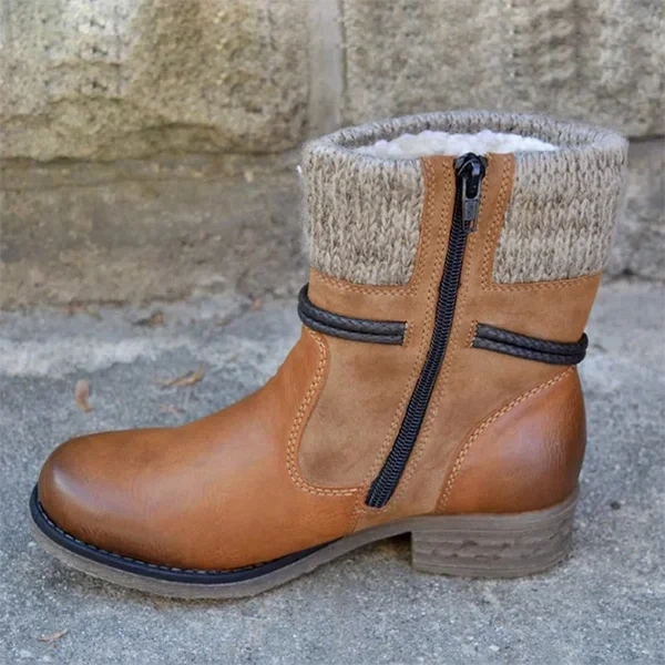 🔥Último dia de promoção 50% OFF - Botas femininas casuais vintage de couro com zíper