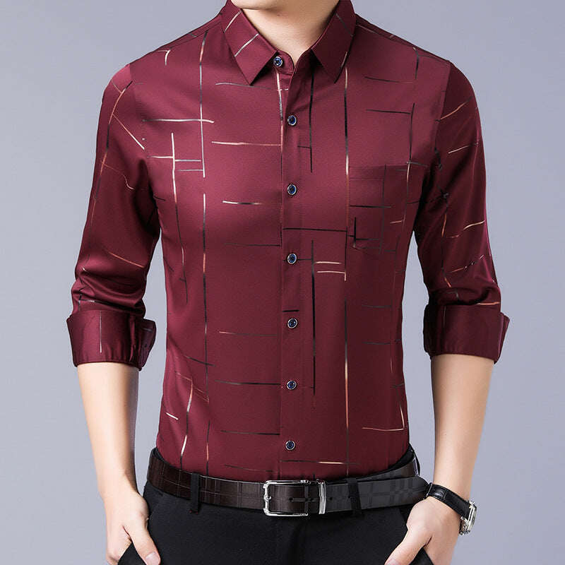 Camisa de manga comprida masculina de alta qualidade que não precisa passar