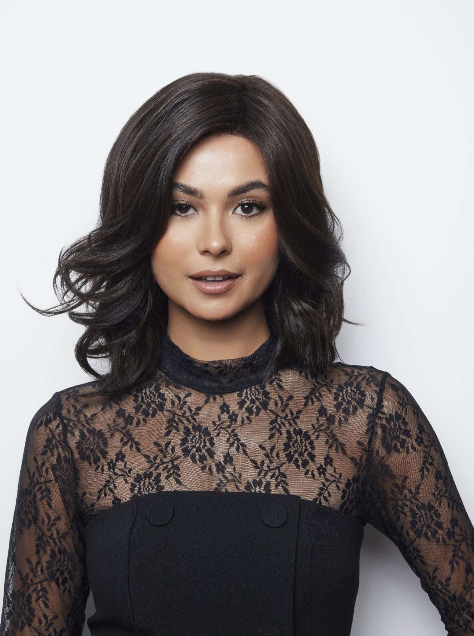 Upgraded side-parted wavy wig with bangs