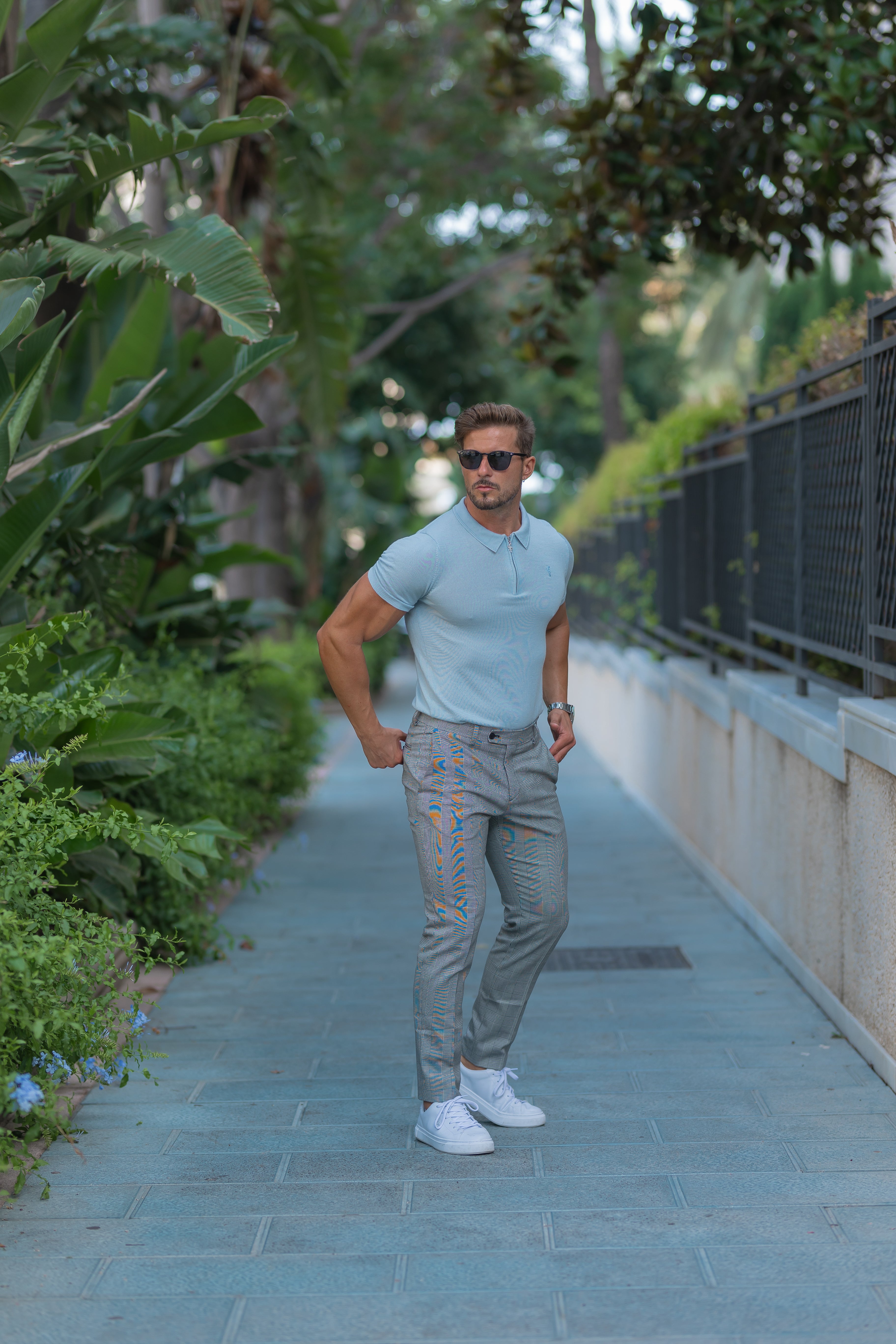 Father Sons Slim Formal Black / Ecru Prince of Wales Check Stretch Trousers - FSTR012