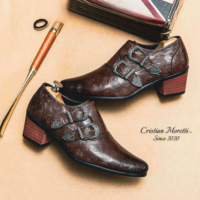 Sapatos de couro com fivela dupla Carlo Mancini™