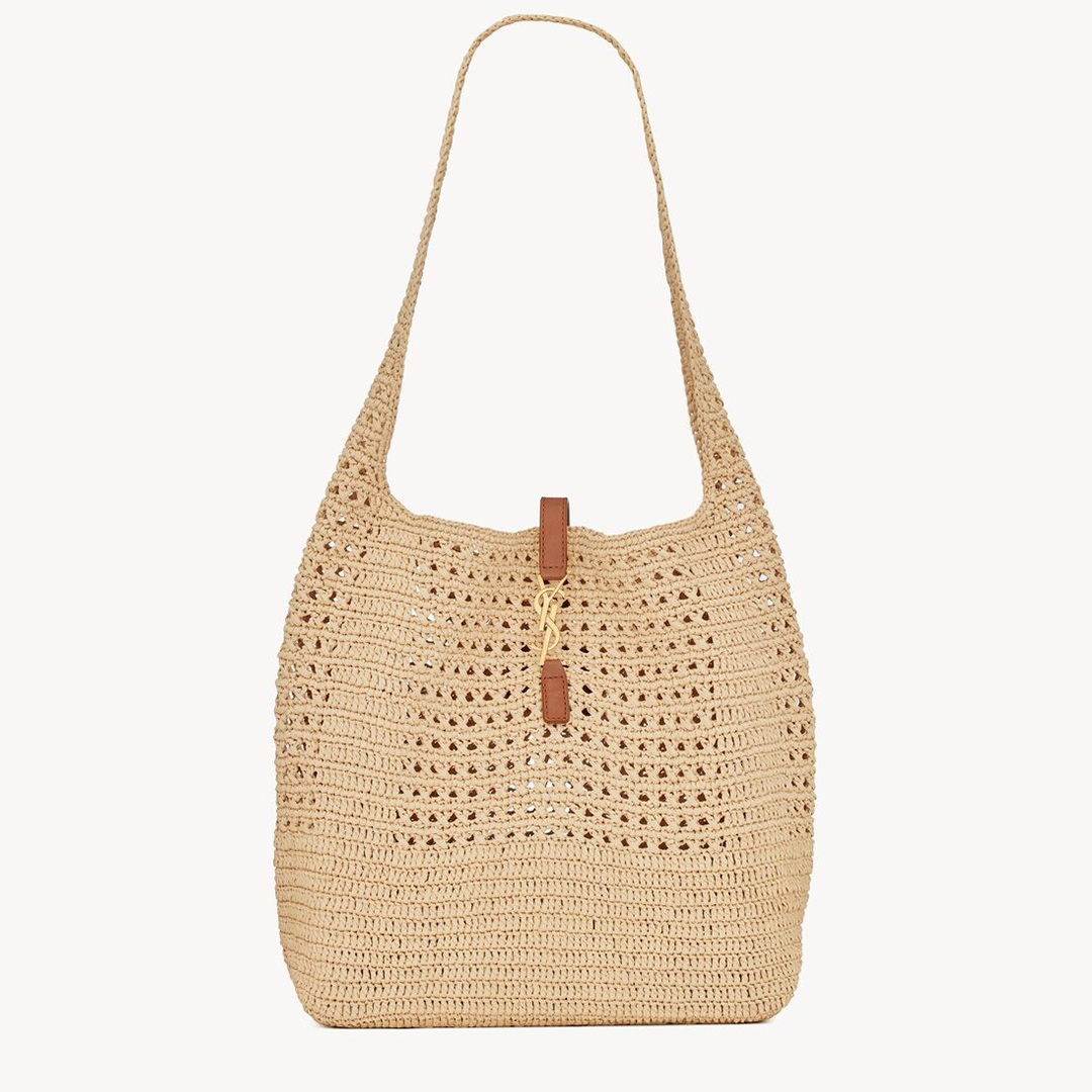 SAINT LAURENT YSL 22 New Crochet Large Capacity Raffia Tote Bag
