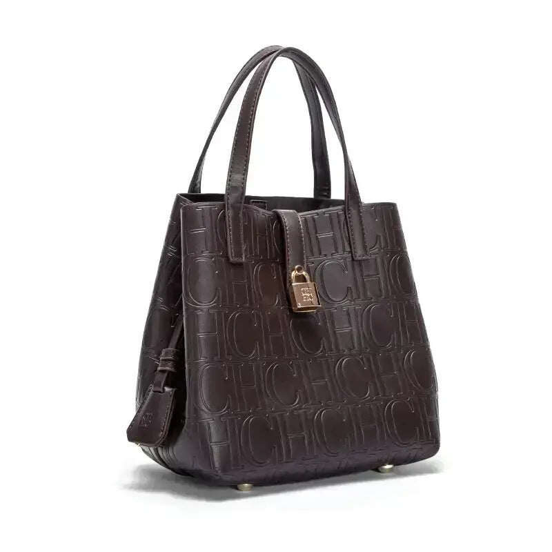Bolsa de senhora CH, bolsa de balde, grande capacidade, temperamento luxuoso
