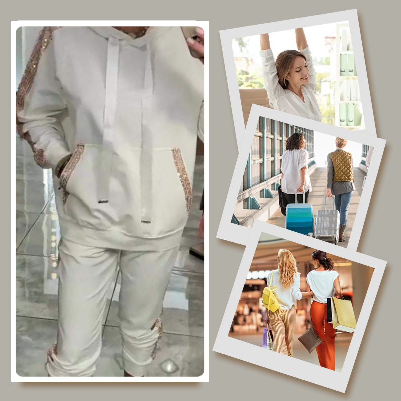 🌷Novidades no outono✨Conjunto de 2 peças com capuz e calças femininas