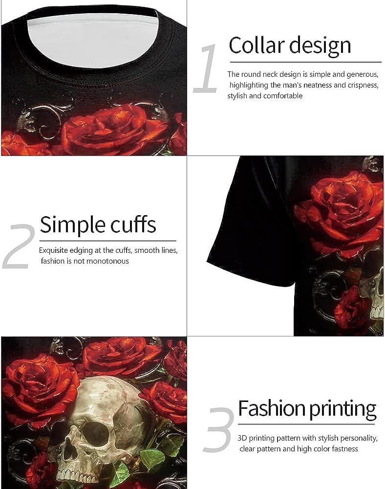 Men's 3D Print Skull T-Shirt 3D Creative Print Short Sleeve T-Shirt Casual Round Neck Novelty Street Fashion Tees Shirt
