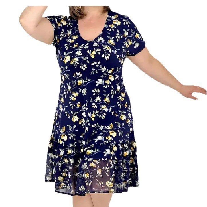 Compre 1 e ganhe 1 grátis!【S-5XL】👗2024 Novo vestido com estampa floral moderno e elegante