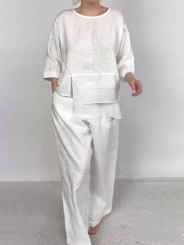 Elegante conjunto feminino de três peças em cetim de cor sólida