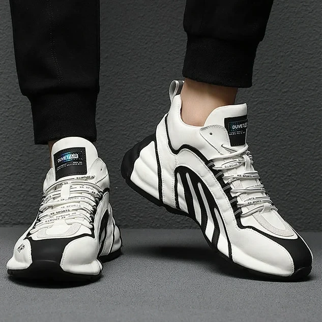 Męskie skórzane sneakersy z nadrukiem zebry