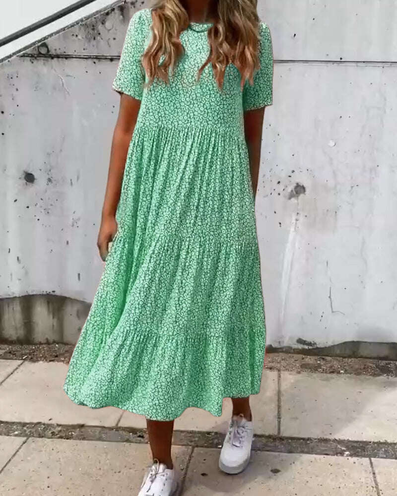 Vestido manga curta com estampa floral