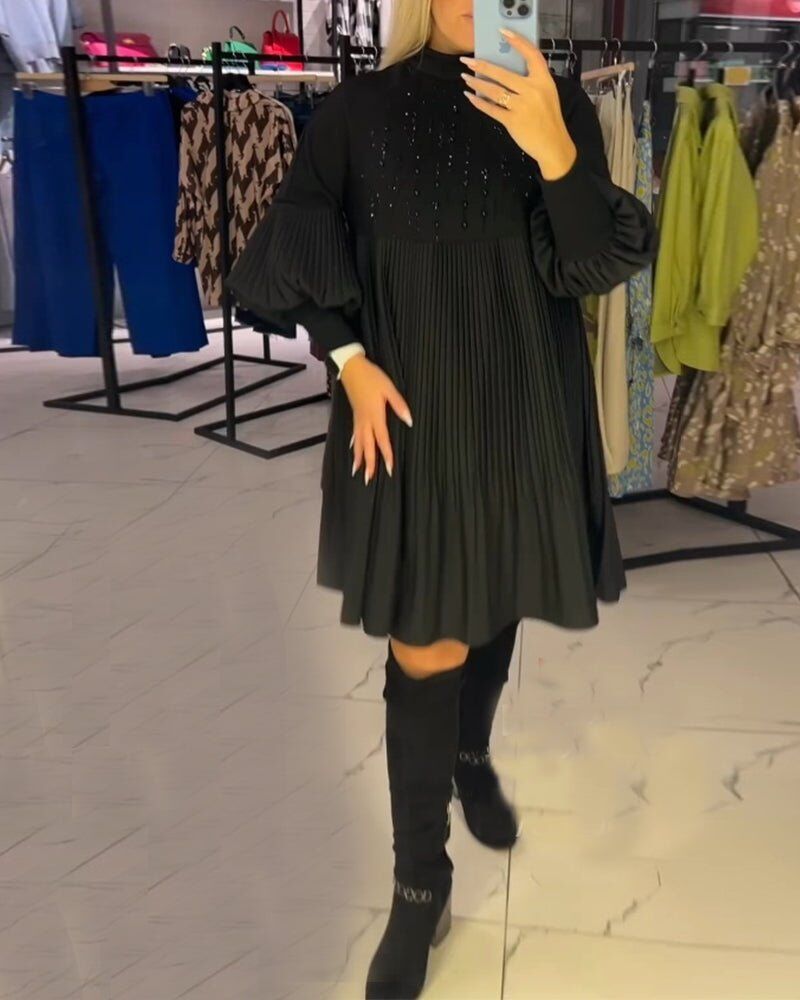 VESTIDO COM MANGA BALÃO E GOLA ALTA