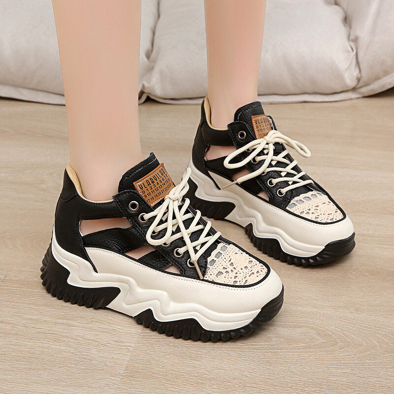 2024 verão novo estilo malha alta superior oco respirável sapatos femininos