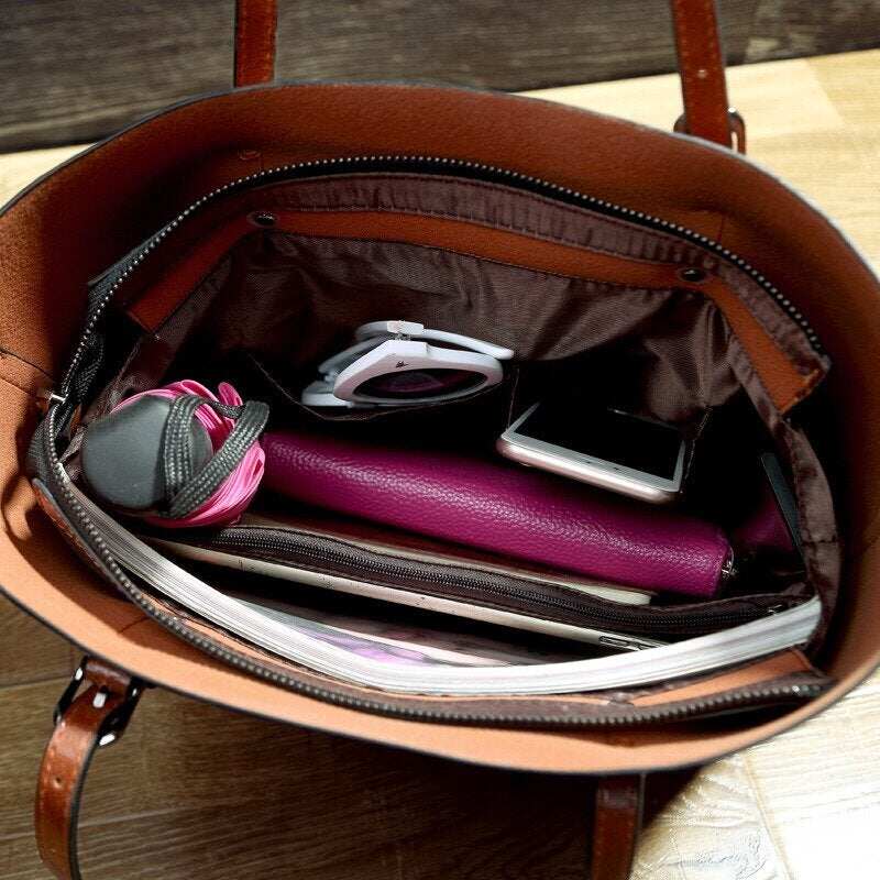 Bolsa feminina retrô de couro encerado