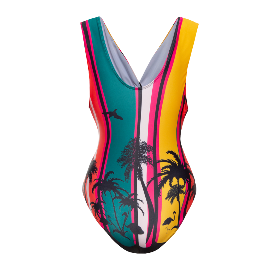 🎀Rainbow Coconut Tree print One Piece Swimsuit and Skirt