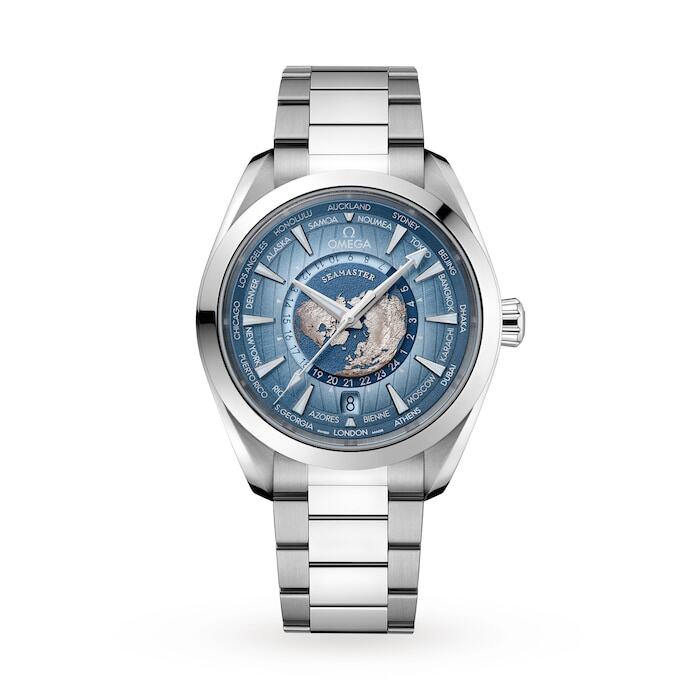 OMEGA Seamaster Aqua Terra 150M Co-Axial Master Chronometer Gmt Worldtimer 43mm Summer Blue O22010432203002