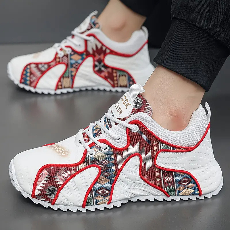 2024 Casual παπούτσια με μοντέρνες κεντημένες ραφές