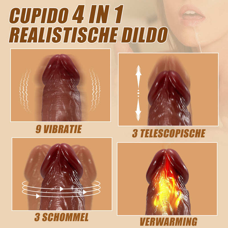 CUPIDO Realistyczne Dildo 9 Wibracje 3 Teleskopowa huśtawka podgrzewana 22,5 cm
