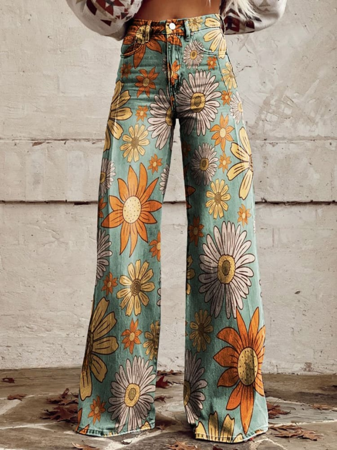 Joana | Calças florais vintage de perna larga