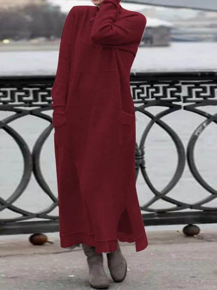 Elegancka, długa zimowa sukienka damska
