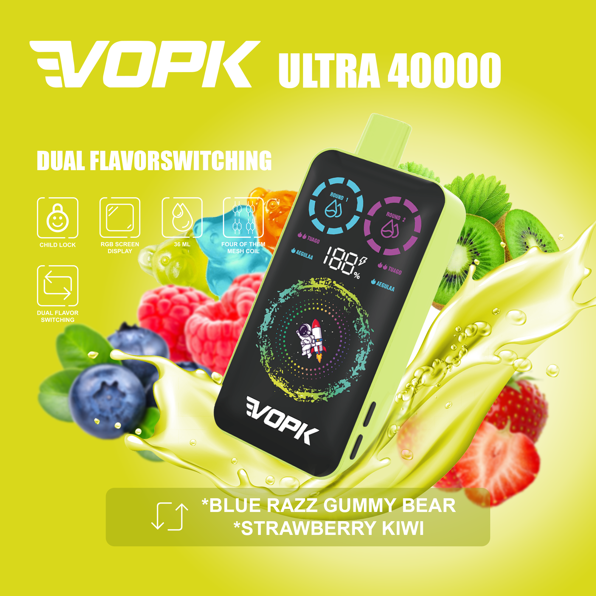 VOPK ULTRA 40000 Puffs Double Taste jednorazowe Vape - zaawansowane funkcje dla maksymalnej przyjemności B