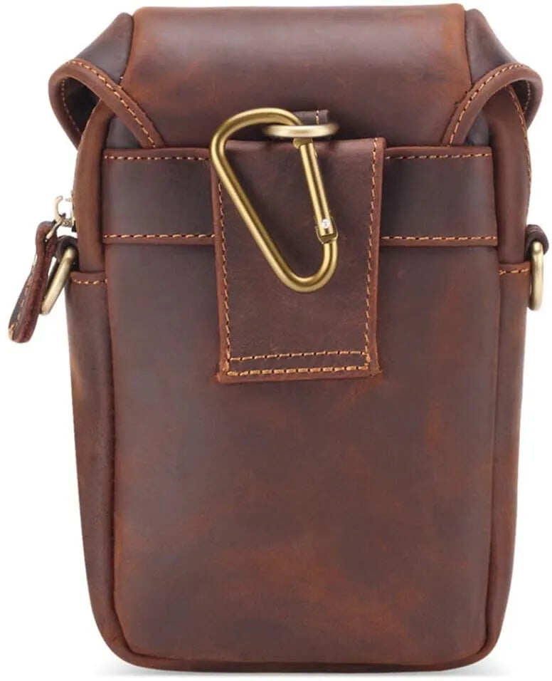 Bolsa de ombro pequena de couro com bolso, bolsa crossbody para celular, bolsa para dinheiro, carteira, bolsa de cintura, pochete para homens