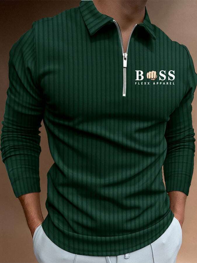 Pulôver com estampado de riscas e letras polo casual