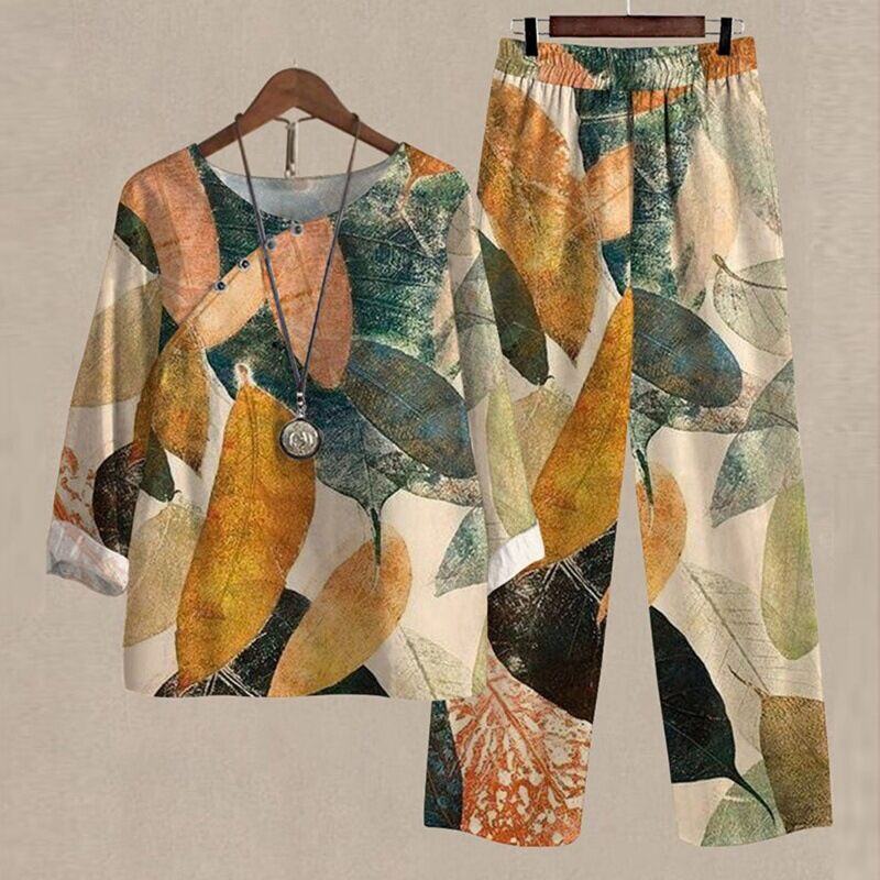 【S~5XL】😍2024 Novo conjunto de blusas e calças estampadas de duas peças