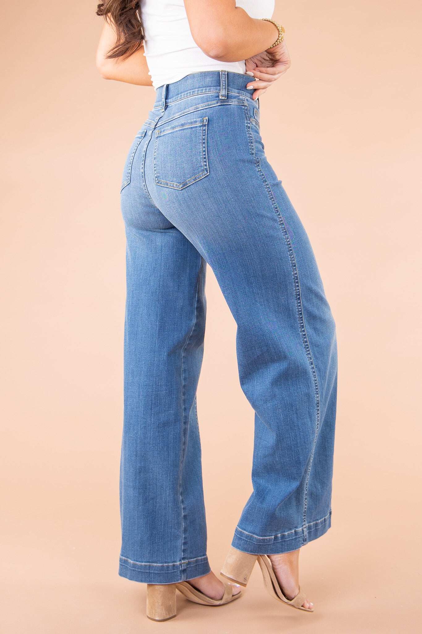 🔥Jeans de perna larga com costura frontal