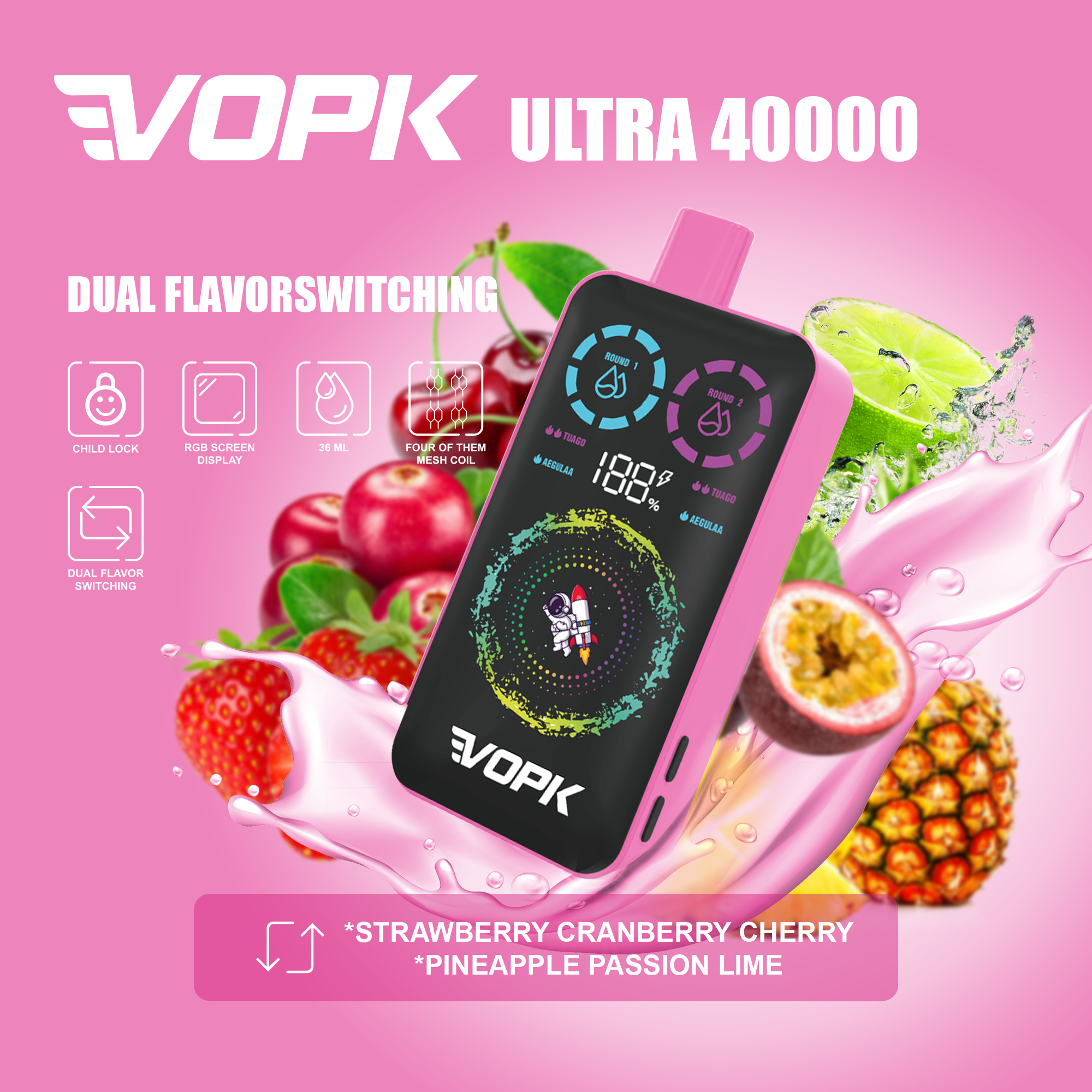 VOPK ULTRA 40000 Puffs Double Taste jednorazowe Vape - zaawansowane funkcje dla maksymalnej przyjemności B