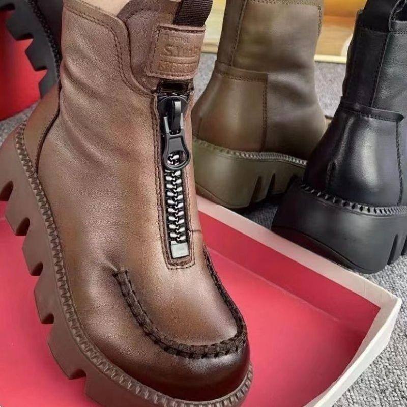 Botas curtas quentes de couro PU feminino (50% de desconto)