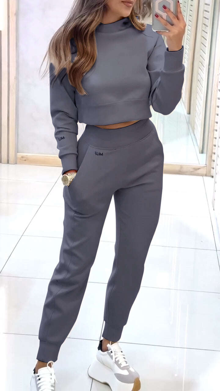 Camisola casual feminina com gola alta e mangas compridas, para outono e inverno