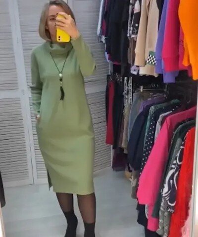【S-3XL】NOVO VESTIDO DE MALHA DE OUTONO E INVERNO COM CARANGUEJO: MACIO, CONFORTÁVEL, QUENTE E UNIVERSAL.