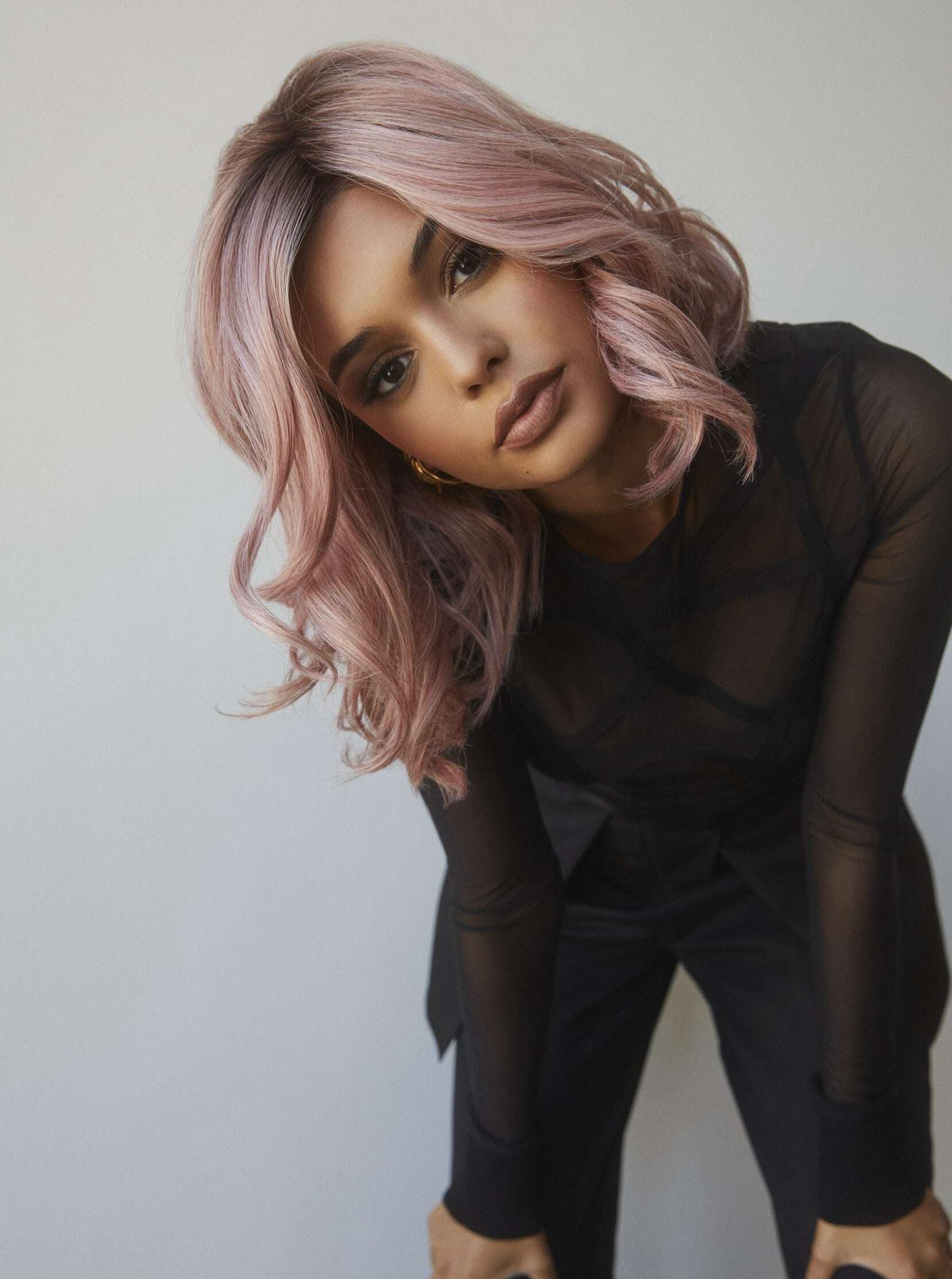 Upgraded side-parted wavy wig with bangs