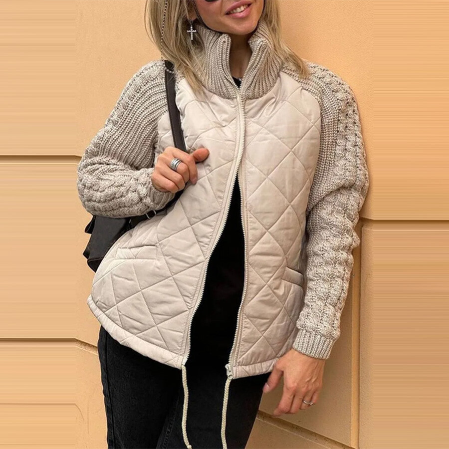 ❄️Ofertas de Inverno❄️Moda Cardigan Zipper Stand Collar Roupas de algodão