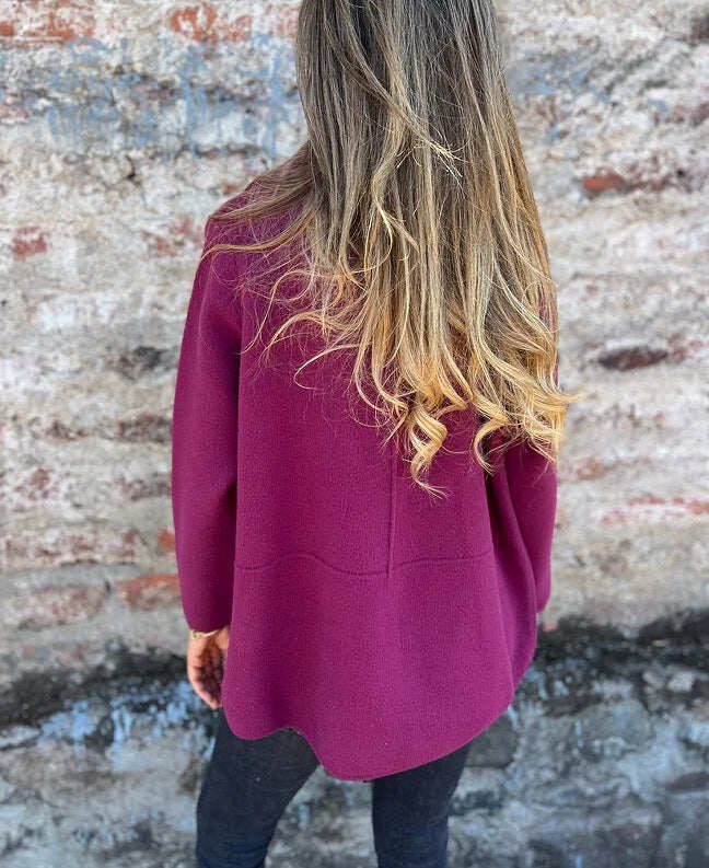 PROMOÇÃO🔥 Casaco feminino de lã folgado com botões