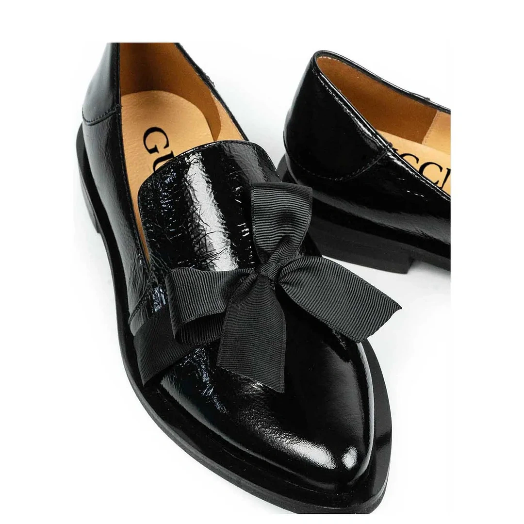 New 2025 Gucci® women's black leather shoes