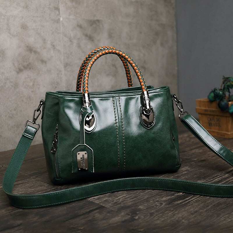 Bolsas femininas clássicas de couro retrô com vários bolsos