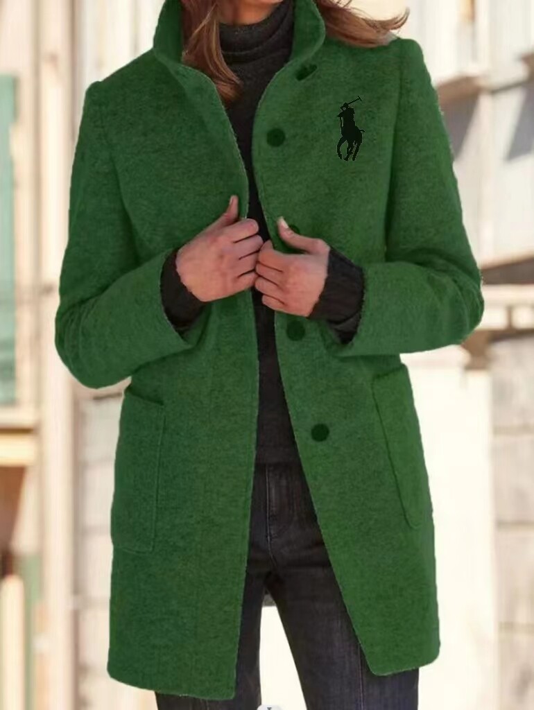 💝CASACO DE LÃ COM GOLA SÓLIDA E UM PEITO