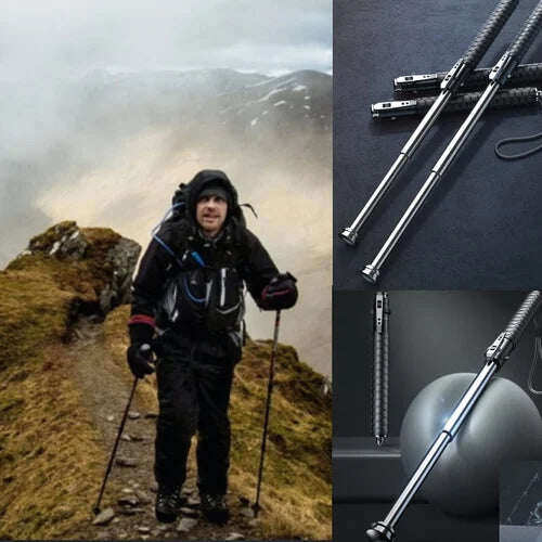 🎁Vánoční dárky – Vylepšená sebeobrana, automaticky zasouvací hůl pro pěší turistiku