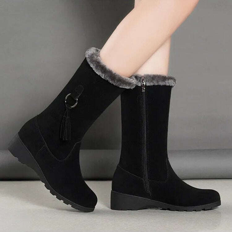 【🔥Novos produtos 2025】👢Botas femininas casuais térmicas de pelúcia sintética para neve