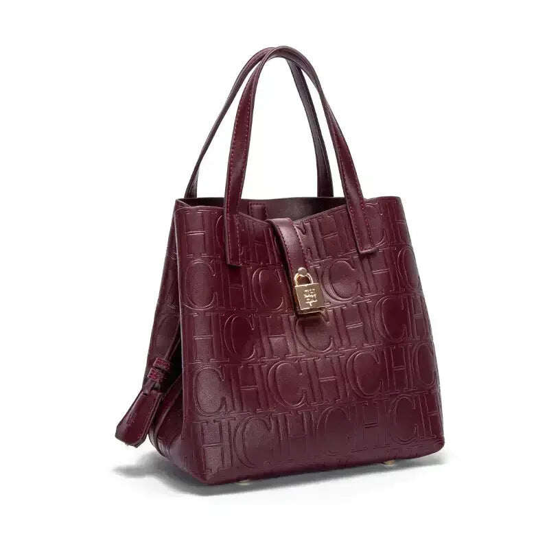 Bolsa de senhora CH, bolsa de balde, grande capacidade, temperamento luxuoso