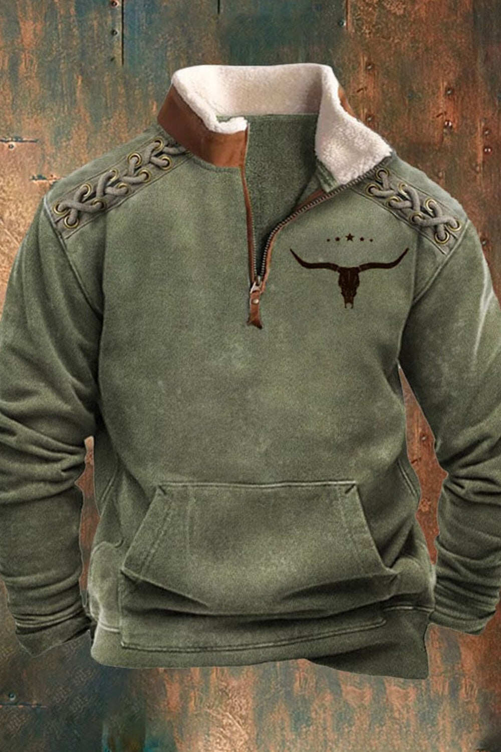 SUÉTERES MASCULINOS COM ZÍPER E PELE EM ESTILO ÉTNICO VINTAGE COM ESTAMPA