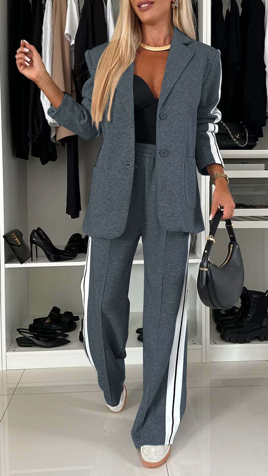 CONJUNTO DE DUAS PEÇAS ELEGANTE, CONFORTÁVEL E ELEGANTE OUTONO 2024