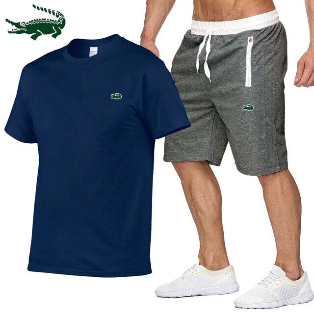 Cartelo High quality spring and summer new men's casual sports cotton round neck short-sleeved T-shirt+casual sports pants set