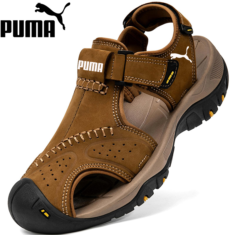 PUMA Sandały sportowe męskie z zamkniętymi palcami, skórzane, turystyczne, sportowe, spacerowe, na zewnątrz, na plażę, szlak, na rzekę, wędkarskie, do wody, lekkie, wygodne, wodoodporne