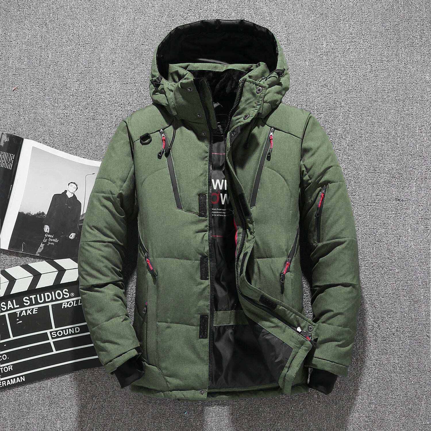 Męska biała kurtka puchowa Parka Winter Warm Jacket